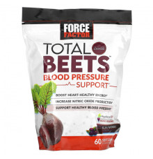 Force Factor, Total Beets, средство для поддержки артериального давления, ягоды асаи, 60 жевательных таблеток