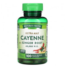 Nature's Truth, Vitamins, Ultra Max Cayenne с корнем имбиря, 100 капсул быстрого высвобождения