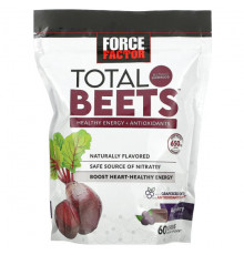 Force Factor, Total Beets, здоровый источник энергии и антиоксидантов, свекла и ягоды асаи, 325 мг, 60 жевательных таблеток