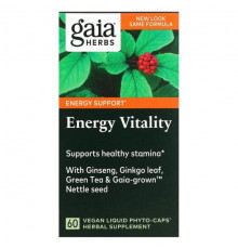 Gaia Herbs, Energy Vitality, 60 веганских капсул Liquid Phyto-Caps