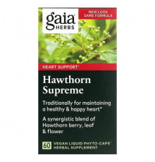 Gaia Herbs, Hawthorn Supreme, 60 растительных капсул с жидкостью