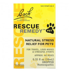 Bach, Original Flower Remedies, Rescue Remedy Pet, натуральное средство для снятия стресса, пипетка, 10 мл (0,35 жидк. Унции)