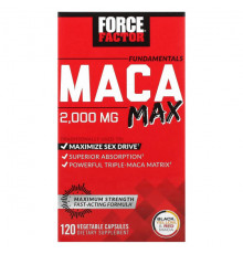 Force Factor, Fundamentals, Maca Max, 500 мг, 120 растительных капсул