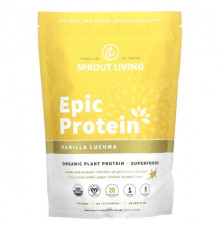 Sprout Living, Epic Protein, органический растительный протеин и суперпродукты, шоколад и мака, 455 г (1 фунт)