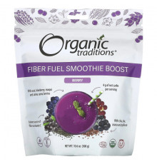 Organic Traditions, Fiber Fuel Smoothie Boost, ягодный, 300 г (10,6 унции)