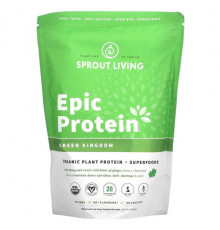 Sprout Living, Epic Protein, органический растительный протеин и суперпродукты, шоколад и мака, 455 г (1 фунт)