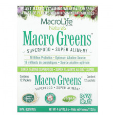 Macrolife Naturals, Macro Greens, суперфуд, 12 пакетиков по 9,4 г (0,3 унции)