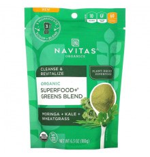 Navitas Organics, Органический суперпродукт + смесь зелени, моринга, капуста + ростки пшеницы, 180 г (6,3 унции)