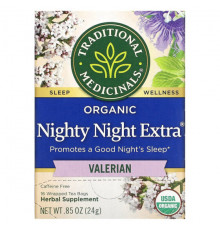 Organic Nighty Night Extra, Lemon Balm & Valerian, Caffeine Free, 16 Wrapped Tea Bags, 0.85 oz (24 g)