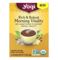 Yogi Tea, Rich & Robust Morning Vitaility, 16 чайных пакетиков, 36 г (1,27 унции)