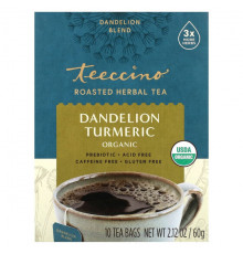 Teeccino, Roasted Herbal Tea, Hazelnut, Caffeine Free, 10 Tea Bags, 2.12 oz (60 g)