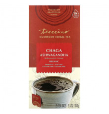 Teeccino, Mushroom Herbal Tea, Organic Reishi Eleuthero, French Roast, Caffeine Free, 10 Tea Bags, 2.12 oz (60 g)