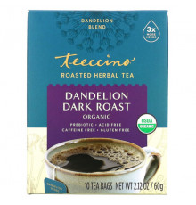 Teeccino, Roasted Herbal Tea, Hazelnut, Caffeine Free, 10 Tea Bags, 2.12 oz (60 g)