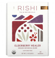 Rishi Tea, Elderberry Healer, без кофеина, 15 пакетиков, 60 г (2,11 унции)