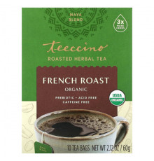 Teeccino, Roasted Herbal Tea, Hazelnut, Caffeine Free, 10 Tea Bags, 2.12 oz (60 g)