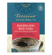 Teeccino, Roasted Herbal Tea, Hazelnut, Caffeine Free, 10 Tea Bags, 2.12 oz (60 g)