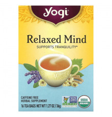 Yogi Tea, Relaxed Mind, чай без кофеина, 16 чайных пакетиков, 32 г (1,12 унции)