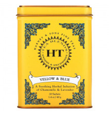 Harney & Sons, HT Tea Blend, желтый и голубой, ромашка и лаванда, без кофеина, 20 чайных саше, 40 г (1,4 унции)