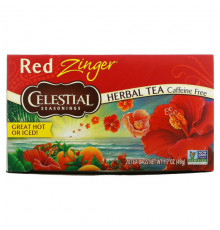 Celestial Seasonings, травяной чай, Red Zinger, без кофеина, 20 чайных пакетиков, 49 г (1,7 унции)