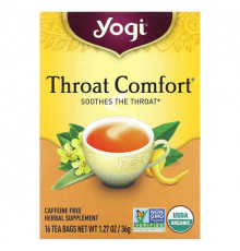 Yogi Tea, Throat Comfort, без кофеина, 16 чайных пакетиков, 36 г (1,27 унции)