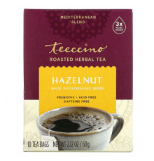 Teeccino, Roasted Herbal Tea, Hazelnut, Caffeine Free, 10 Tea Bags, 2.12 oz (60 g)