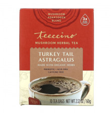 Teeccino, Mushroom Herbal Tea, Organic Reishi Eleuthero, French Roast, Caffeine Free, 10 Tea Bags, 2.12 oz (60 g)