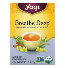 Yogi Tea, Breathe Deep, без кофеина, 16 чайных пакетиков, 32 г (1,12 унции)