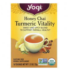 Yogi Tea, Turmeric Vitality, чай с медом и куркумой, 16 чайных пакетиков, 32 г (1,12 унции)