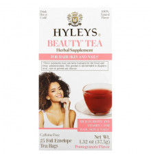 Hyleys Tea, Beauty Tea, гранат, без кофеина, 25 чайных пакетиков в фольгированных пакетиках по 1,5 г (0,05 унции)