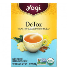 Yogi Tea, Detox, без кофеина, 16 чайных пакетиков, 29 г (1,02 унции)