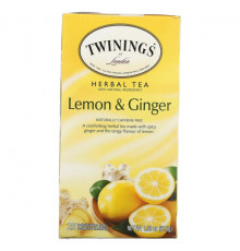 Twinings, травяной чай, без кофеина, лимон и имбирь, 25 пакетиков, 1,32 унции (37,5 г)