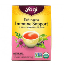 Yogi Tea, Immune Support с эхинацеей, без кофеина, 16 чайных пакетиков, 24 г (85 унций)