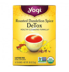 Yogi Tea, Detox, вкус жареного одуванчика и специй, без кофеина, 16 чайных пакетиков, 24 г (0,85 унции)