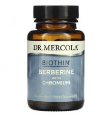 Dr. Mercola, Biothin, берберин с хромом, 30 капсул