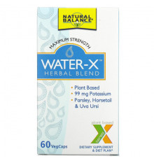 Natural Balance, Water-X, травяная смесь, максимальная эффективность, 60 растительных капсул