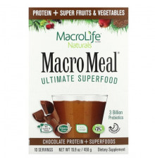 Macrolife Naturals, MacroMeal, суперфуд, ваниль, 10 пакетиков по 40 г (1,4 унции)