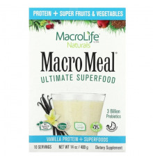 Macrolife Naturals, MacroMeal, суперфуд, ваниль, 10 пакетиков по 40 г (1,4 унции)