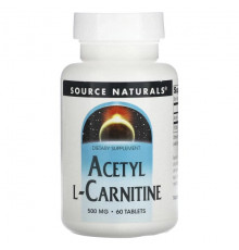 Source Naturals, ацетил-L-карнитин, 500 мг, 60 таблеток