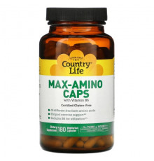 Country Life, Max-Amino Caps, аминокислоты с витамином B6, 90 вегетарианских капсул