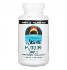 Source Naturals, Комплекс L-аргинина и L-цитруллина, 1000 мг, 120 таблеток