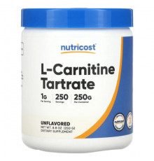 Nutricost, L-карнитин тартрат, без добавок, 1 г, 100 г (3,5 унции)