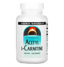 Source Naturals, ацетил-L-карнитин, 500 мг, 60 таблеток