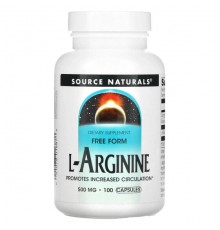 Source Naturals, L-аргинин, в свободной форме, 500 мг, 100 капсул