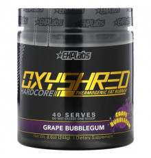 EHPlabs, Oxyshred, Hardcore Thermogenic Fat Burner, виноградная жвачка, 244 г (8,6 унции)