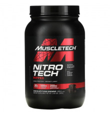 MuscleTech, Nitro Tech Ripped, чистый протеин + формула для похудения, со вкусом брауни с шоколадной помадкой, 907 г (2 фунта)