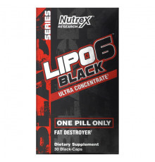 Nutrex Research, Lipo-6 Black, ультраконцентрат, 30 черных капсул