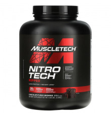 MuscleTech, Nitro Tech Ripped, чистый протеин + формула для похудения, со вкусом брауни с шоколадной помадкой, 907 г (2 фунта)