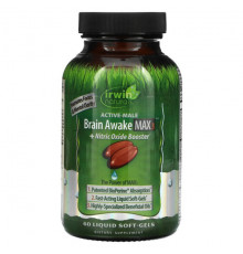 Irwin Naturals, Brain Awake Max 3 + бустер с оксидом азота, 60 желатиновых капсул