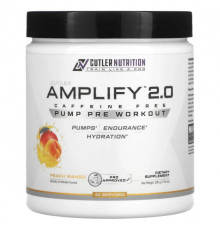 Cutler Nutrition, Amplify 2.0, накачка перед тренировкой, без кофеина, персик и манго, 200 г (7,05 унции)