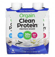 Orgain, Clean Protein Shake, сливочная шоколадная помадка, 4 пакетика, по 330 мл (11 жидк. Унций)